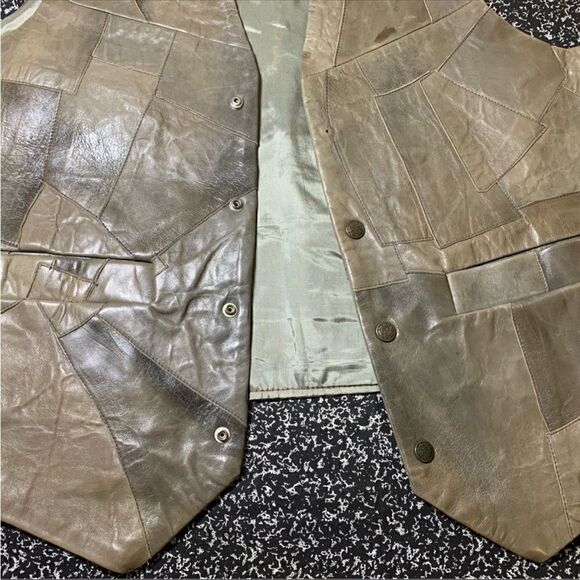 One of a kind Leather Patch Vest - Picture 5 of 12